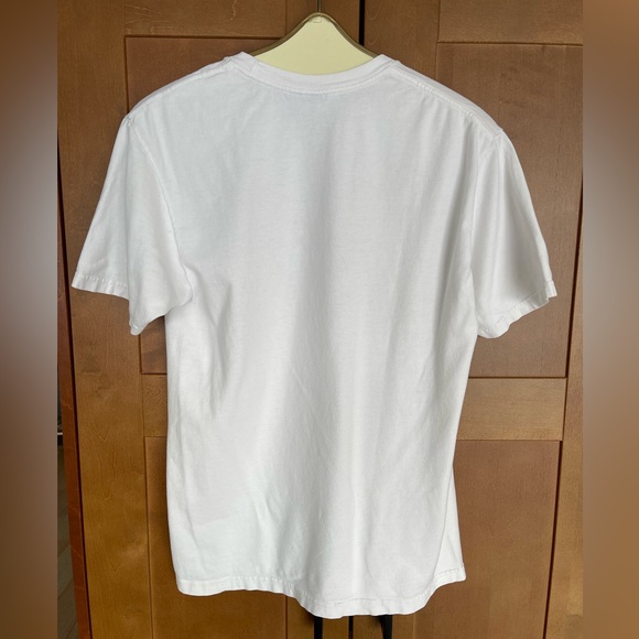 Y2K STUSSY White Tee with Olive & Black Camo Logo, Size Medium - Picture 2 of 10